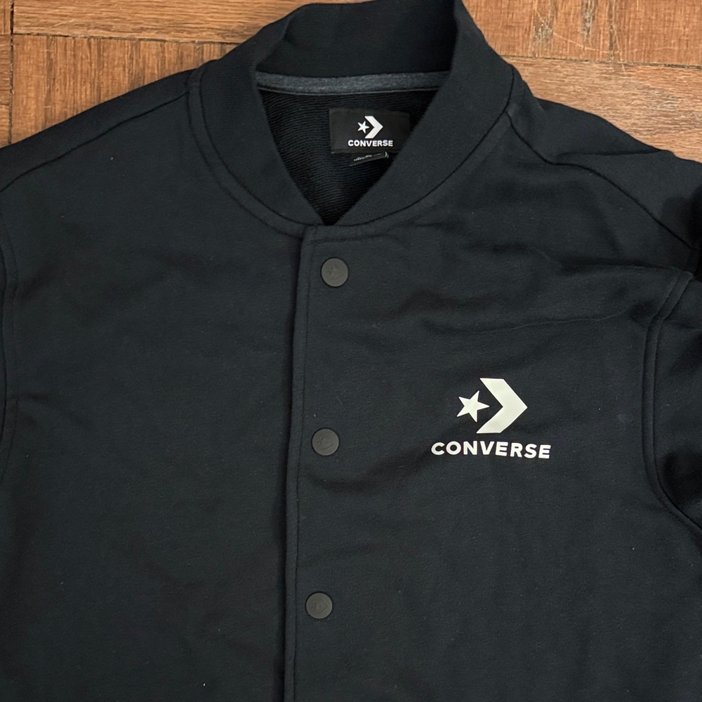 Converse Men's Black Bomber Sweatshirt Jacket Size Large - Picture 3 of 5